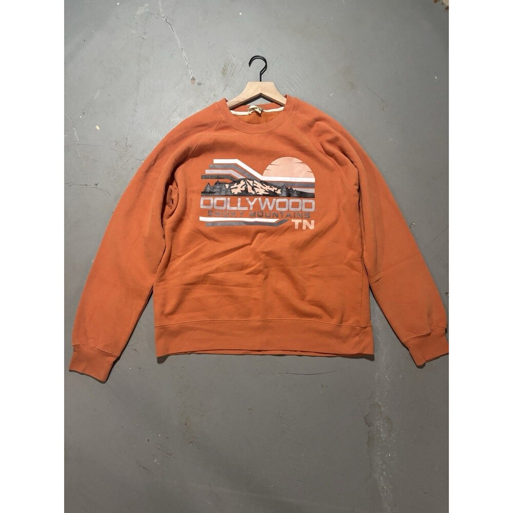 Vintage Dollywood Sweatshirt Dolly Parton -Large Crewneck Orange Smoky Mountains